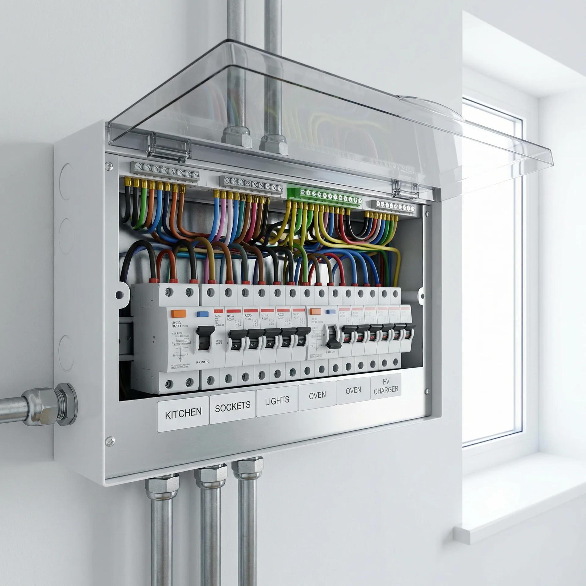 Haven Electrical electrician upgrading a fuse board in an Irish hallway in Cork