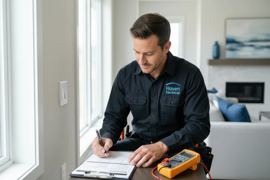 Haven Electrical electrician performing electrical safety testing in Cork